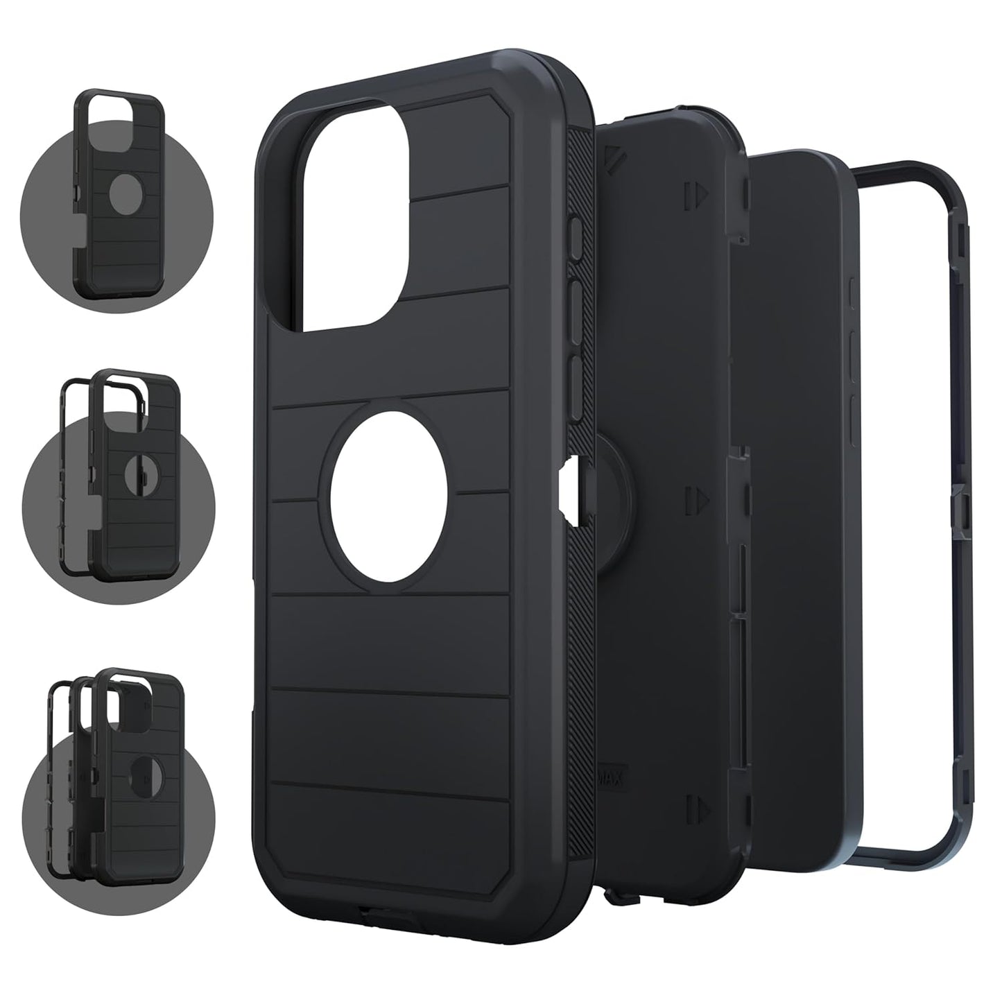 Drop Protection Dust Proof Back Cover Compatible for Apple iPhone 16 PRO- Black