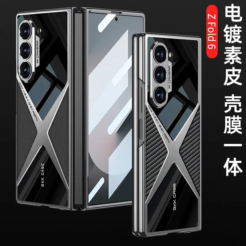 Galaxy Z Fold 6 Electroplated Soft TPU PU Leather Phone Case For Samsung in Multi Colors