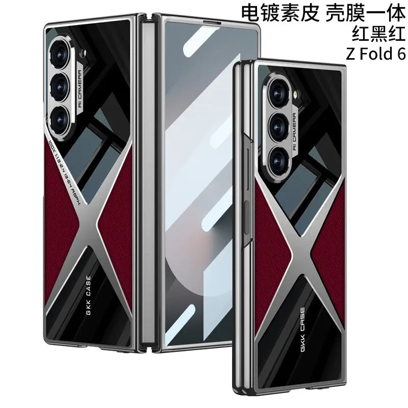 Galaxy Z Fold 6 Electroplated Soft TPU PU Leather Phone Case For Samsung in Multi Colors