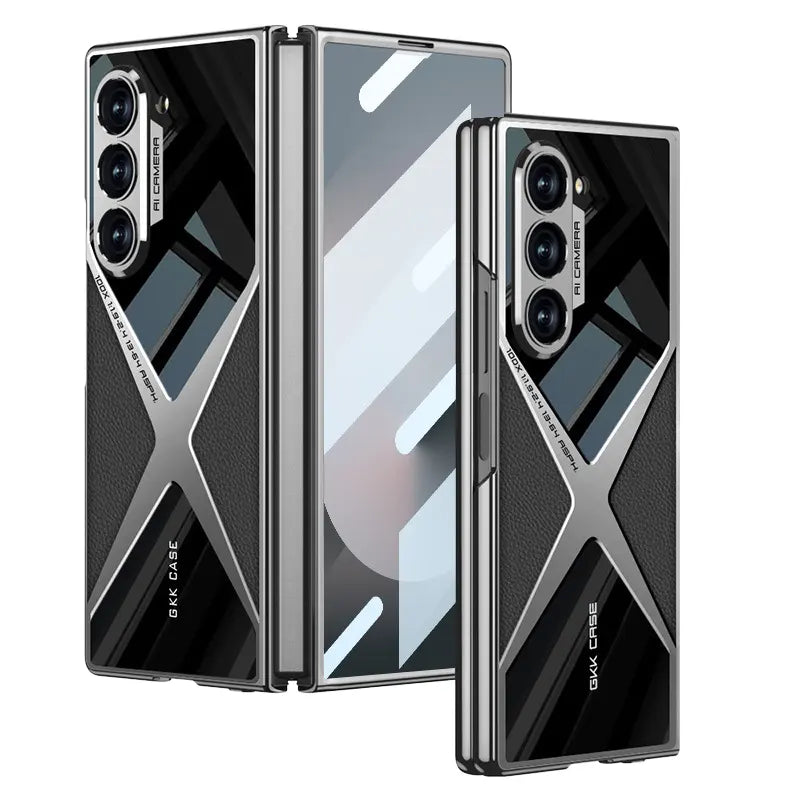 Galaxy Z Fold 6 Electroplated Soft TPU PU Leather Phone Case For Samsung in Multi Colors
