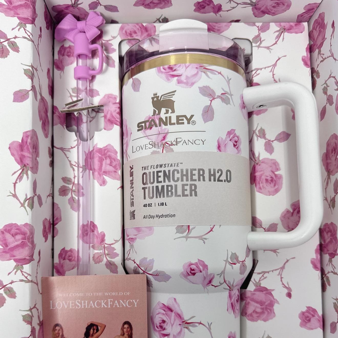 Floral Tumblers With Bow Straw Lid - The Quencher 40 OZ
