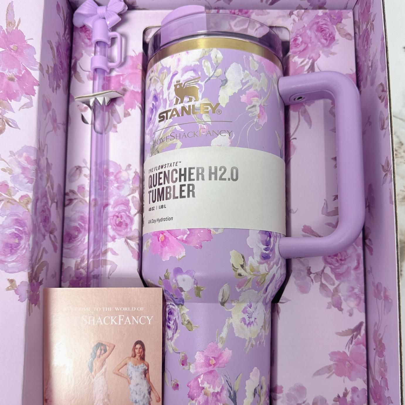 Floral Tumblers With Bow Straw Lid - The Quencher 40 OZ