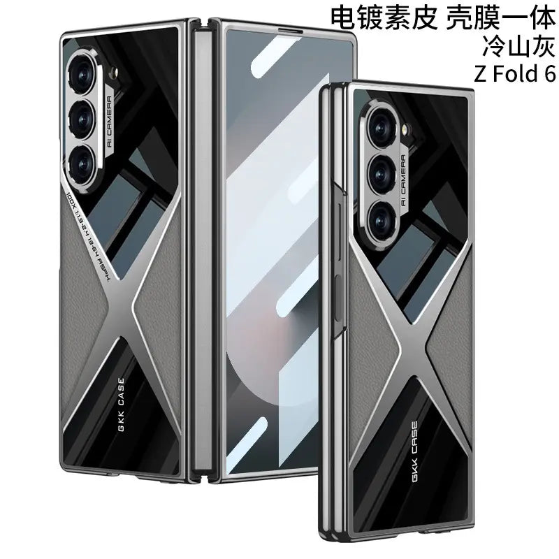 Galaxy Z Fold 6 Electroplated Soft TPU PU Leather Phone Case For Samsung in Multi Colors