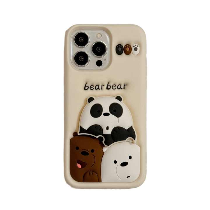 3D cartoon bear holder Silicone phone case for iPhone