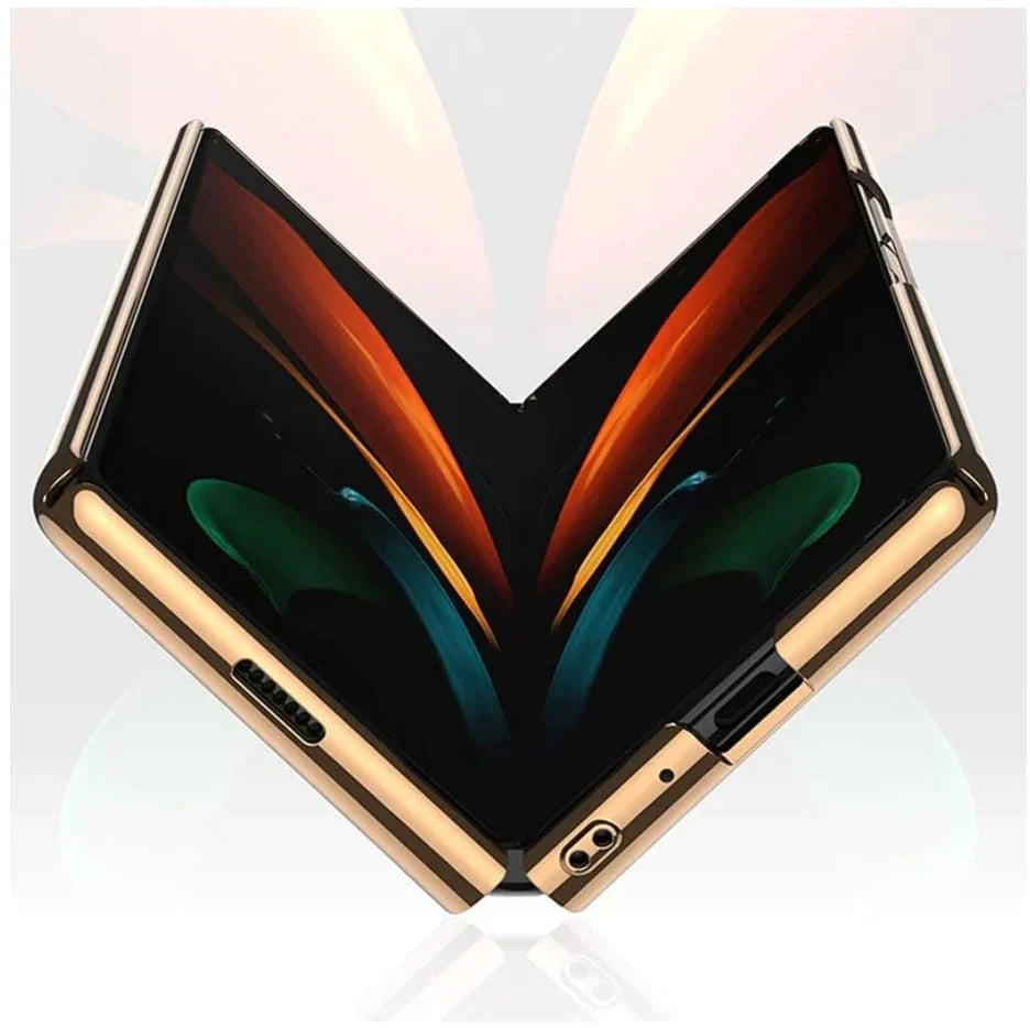 Galaxy Z Fold Series Lion Pattern with Gold touch Glass Cover Case