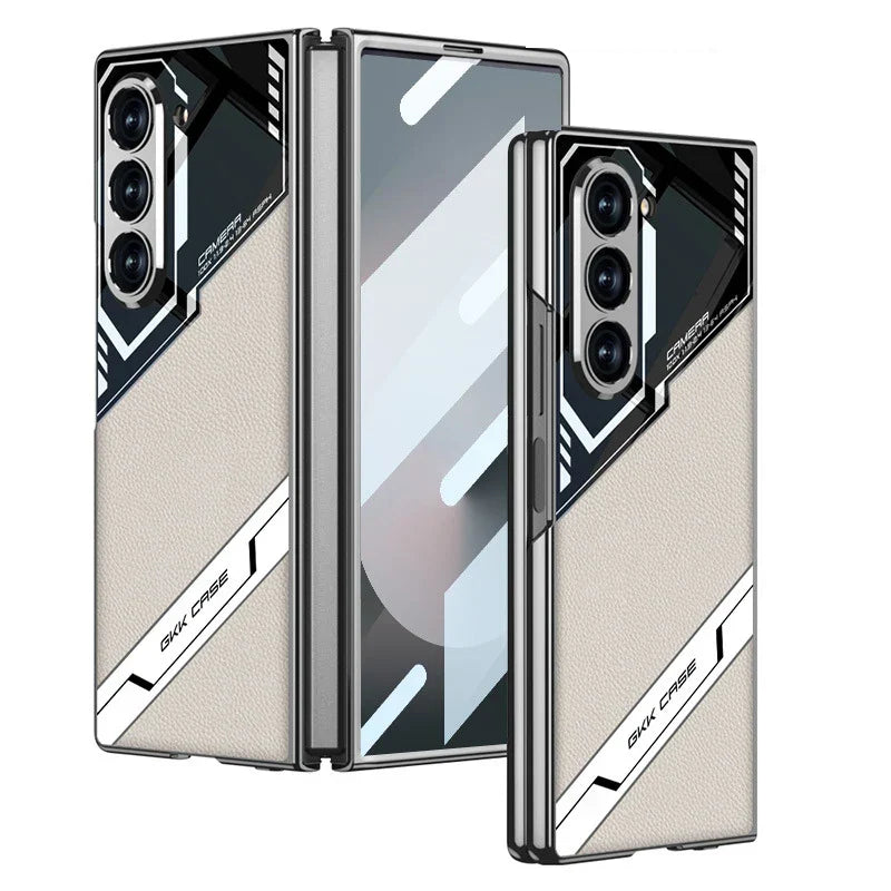 Galaxy Z Fold 6 & 5Shockproof Electroplated Soft TPU PU Leather Phone Case for Samsung