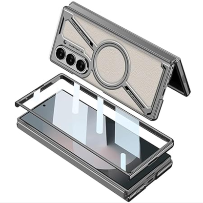 Fortress Elite Pro Metal Back Cover Case for Samsung Galaxy Z Fold 6 – Shockproof Protective Armor (Natural Titanium)