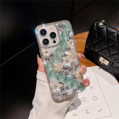 Rhinestone Phone case with Diamond Flower for iPhone