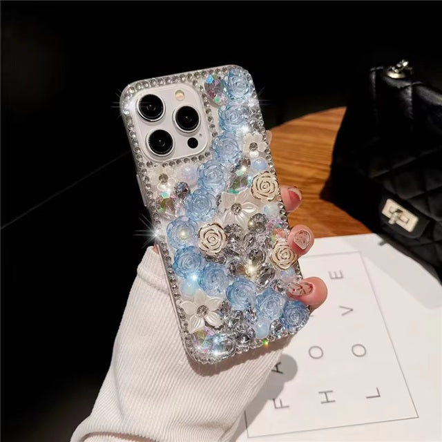Rhinestone Phone case with Diamond Flower for iPhone