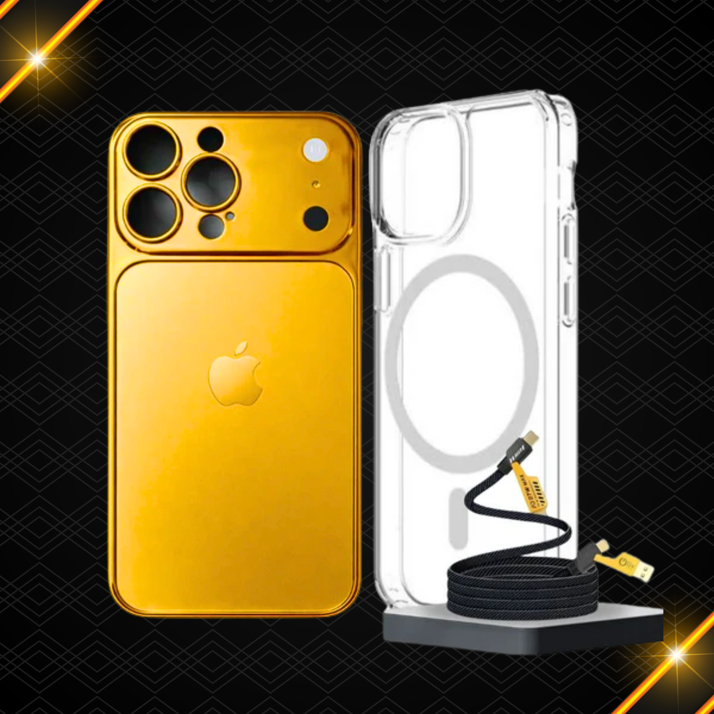 IPhone 17 Pro Max Converter Magnetic Cover with Camera Protection & Shockproof Edges (1 Magsafe Case  + 4 in 1 USB Cable Free)