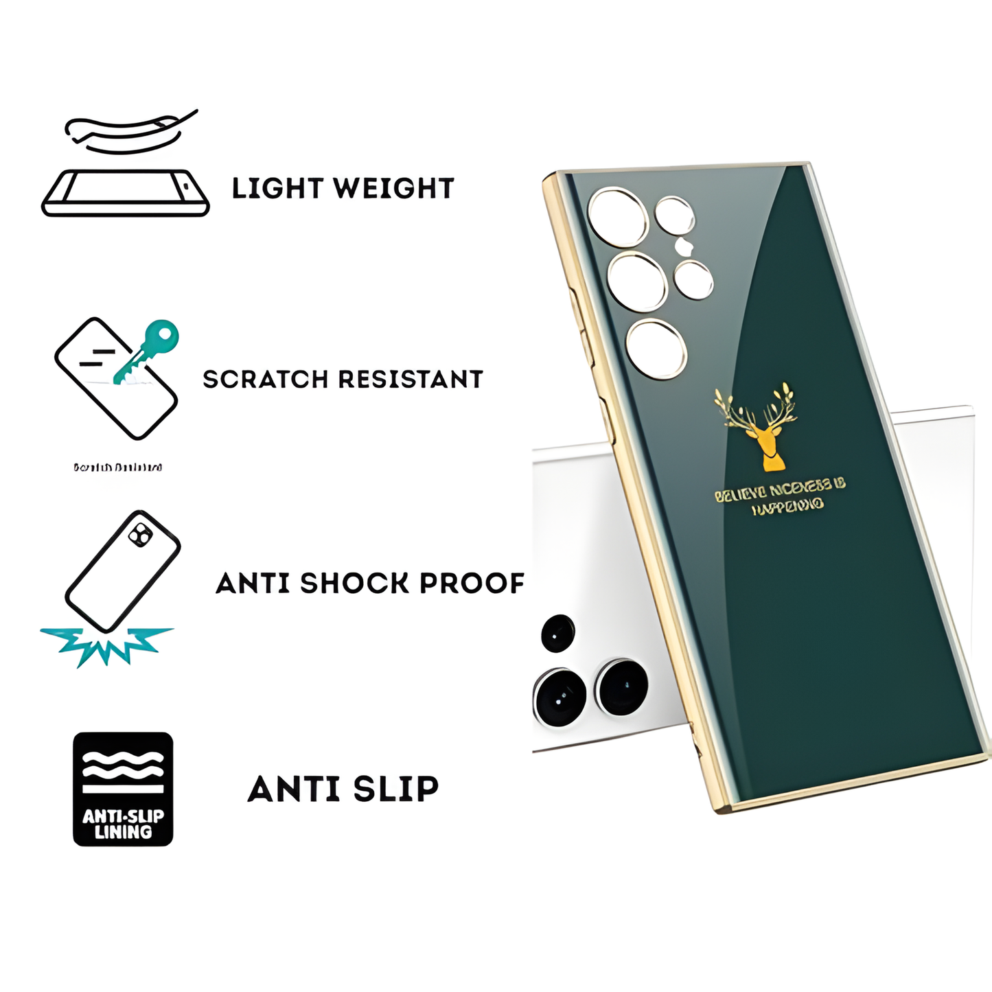 Premium Hard PC Deer Design Back Case for Samsung Galaxy S Series 5G – Shockproof Cover with Screen & Camera Protection