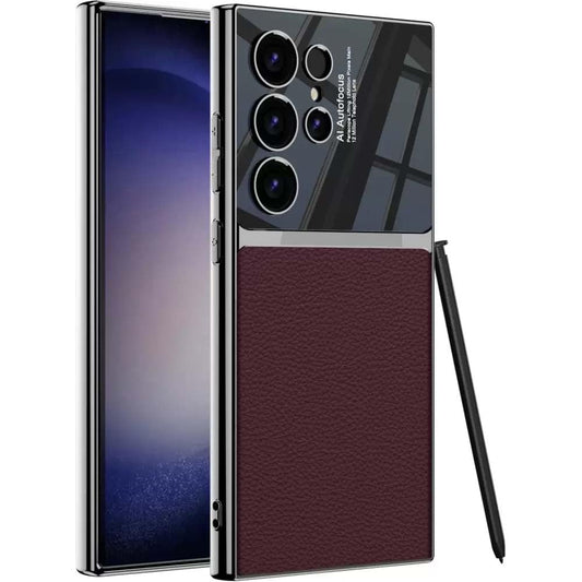 Samsung S24 Ultra Shockproof Electroplated Soft TPU PU Leather Phone Case For Samsung Galaxy S24 Ultra