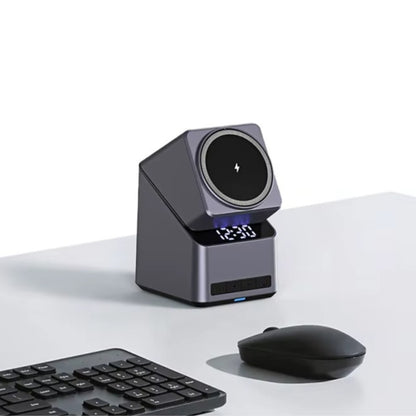15W 3-in-1 Wireless Charging Station with Smart Rotation | Foldable Cube Phone Charger with LED Clock
