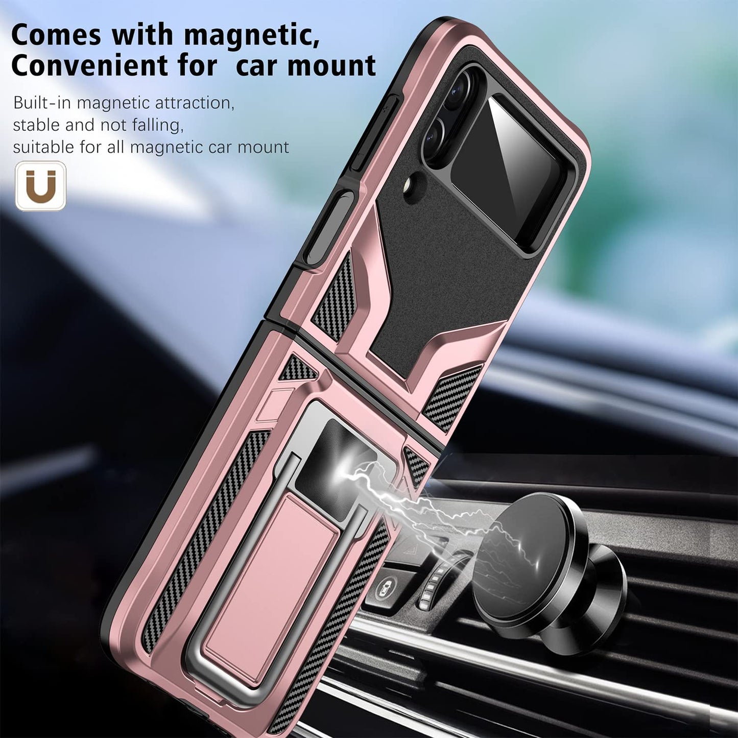 Galaxy Z Flip4 Magnetic Kick Stand Hybrid Case