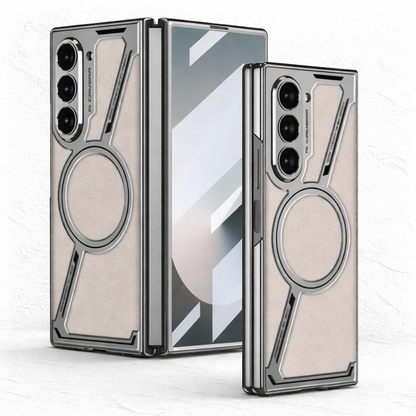 Fortress Elite Pro Metal Back Cover Case for Samsung Galaxy Z Fold 6 – Shockproof Protective Armor (Natural Titanium)