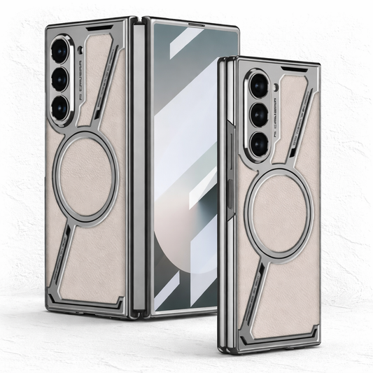 Fortress Elite Pro Metal Back Cover Case for Samsung Galaxy Z Fold 6 – Shockproof Protective Armor (Natural Titanium)