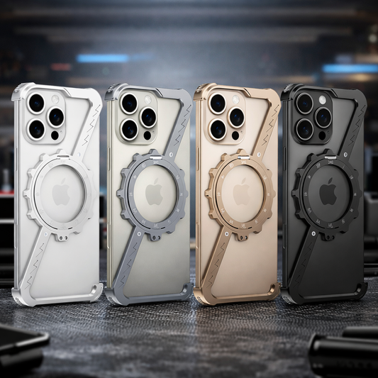 Z-Shaped Frameless Metal Phone Case with 360° Rotating MagSafe Holder for IPhone