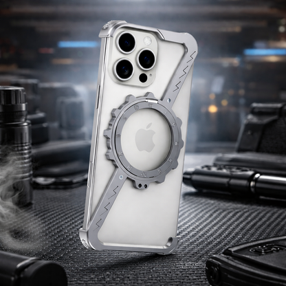 Z-Shaped Frameless Metal Phone Case with 360° Rotating MagSafe Holder for IPhone