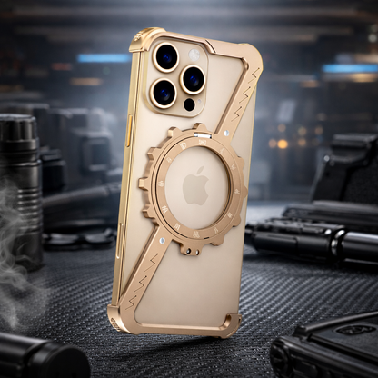 Z-Shaped Frameless Metal Phone Case with 360° Rotating MagSafe Holder for IPhone