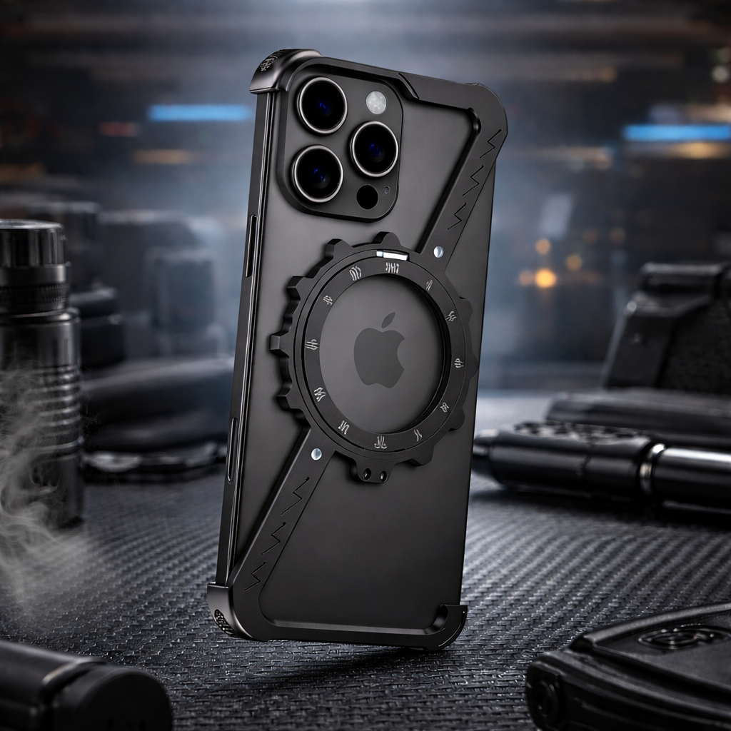Z-Shaped Frameless Metal Phone Case with 360° Rotating MagSafe Holder for IPhone