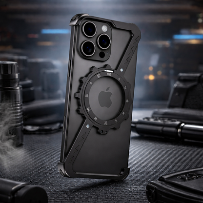 Z-Shaped Frameless Metal Phone Case with 360° Rotating MagSafe Holder for IPhone