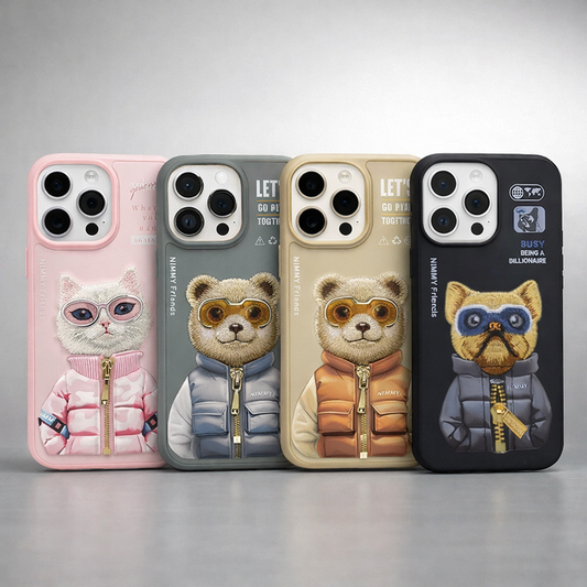 Nimmy 3D Embroidery Designer Back Case for iPhone (Pink, Grey, Black, Brown & Beige)