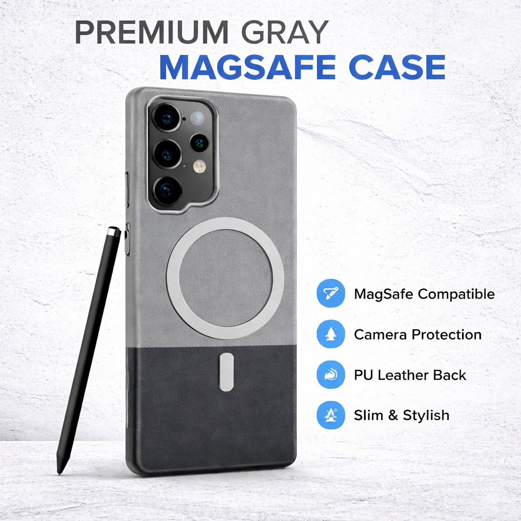 PU Leather Magnetic Border Case for Samsung