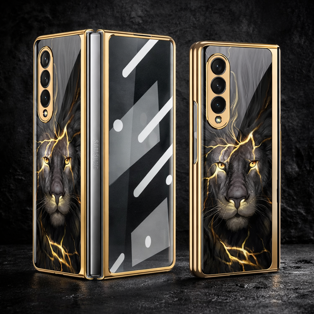 Lion Pattern Glass Cover for Samsung Galazy Z Fold Series