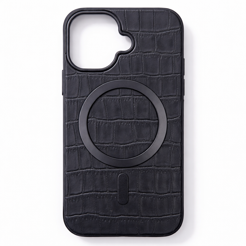 Snake Skin Texture MagSafe Compatible Leather Case for iPhone