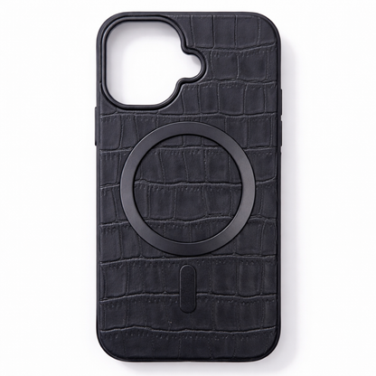 Snake Skin Texture MagSafe Compatible Leather Case for iPhone