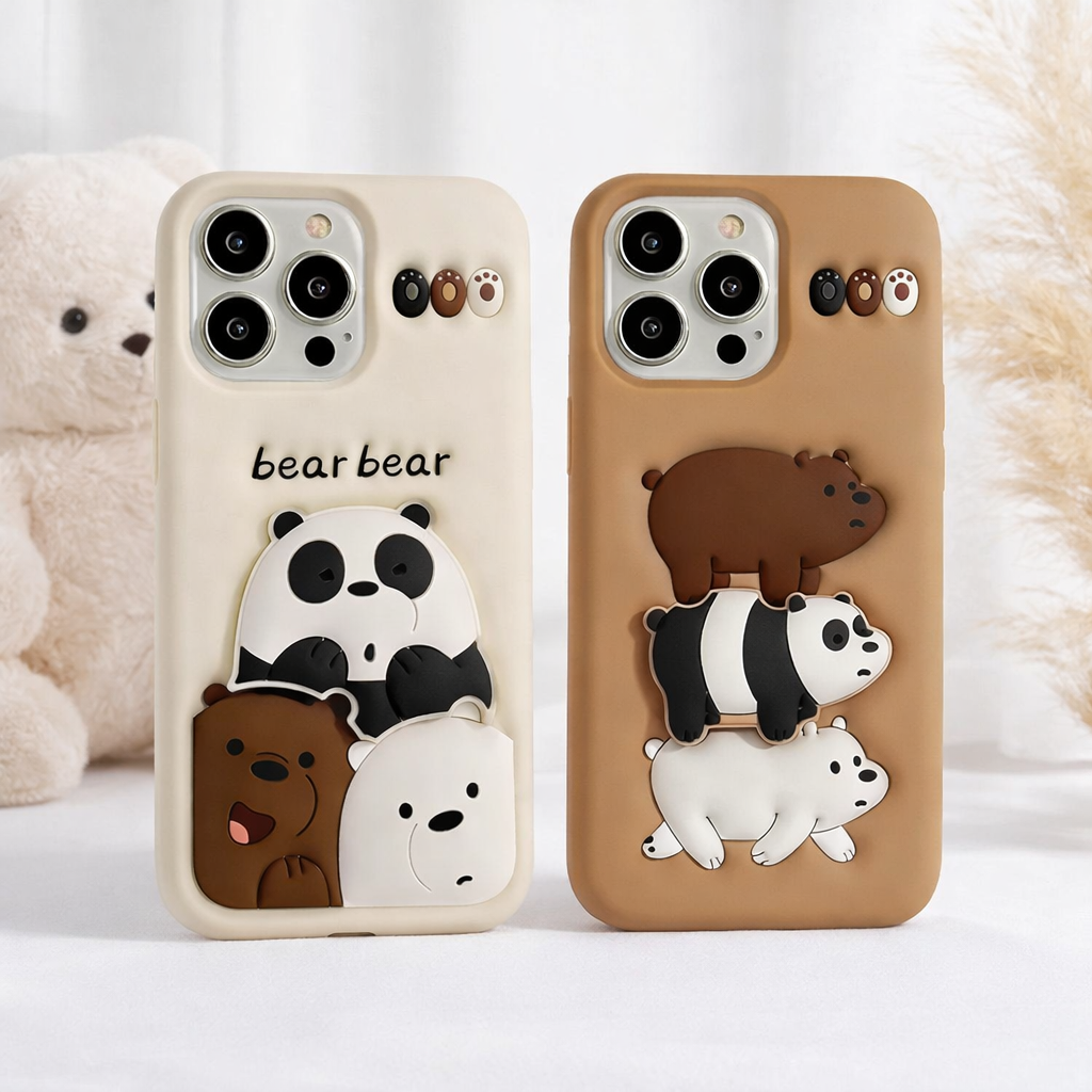 3D Cartoon Kawaii Chubby Panda Bear Case for IPhone