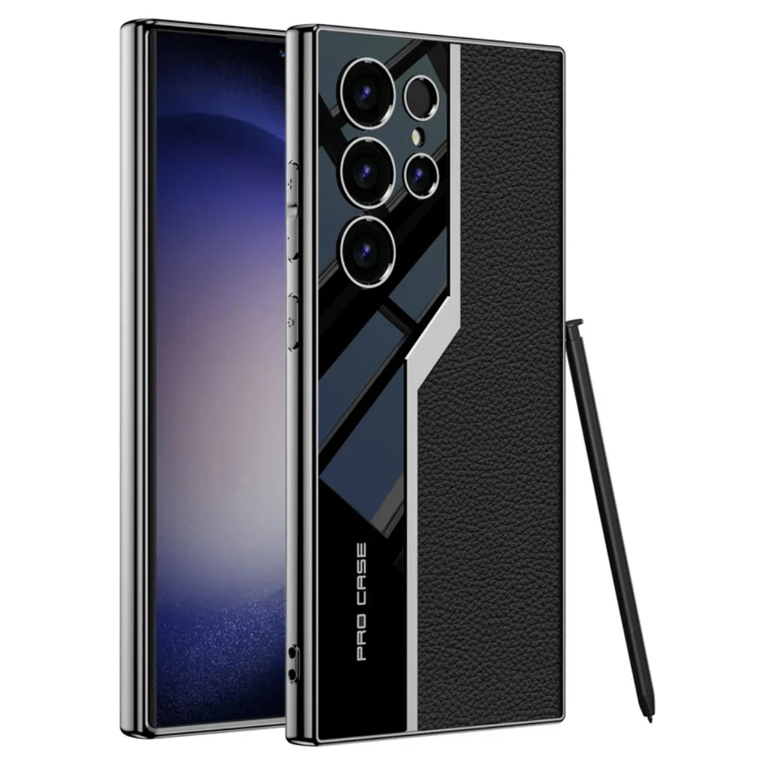 Classic Plain Leather Electroplated Case for Samsung