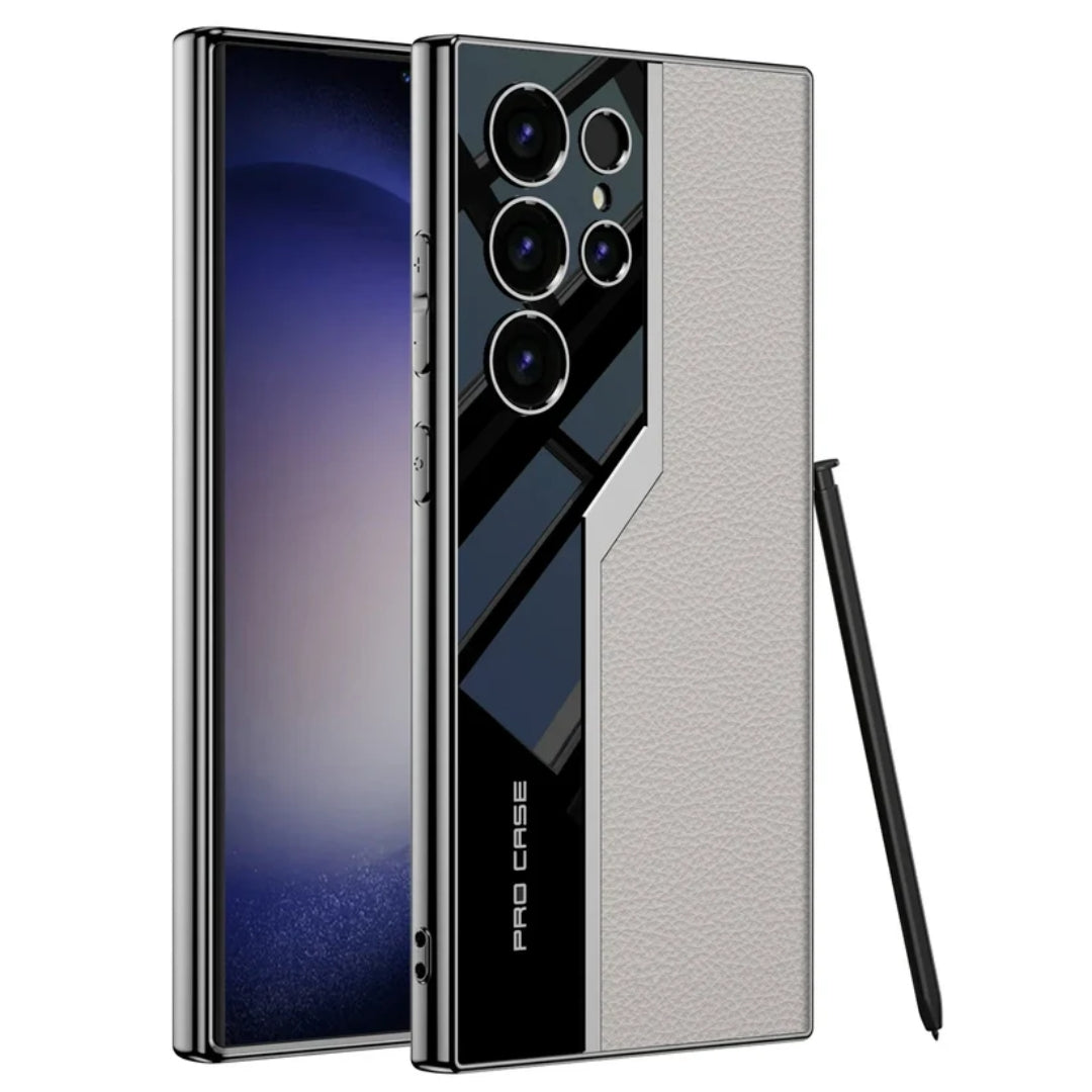 Classic Plain Leather Electroplated Case for Samsung