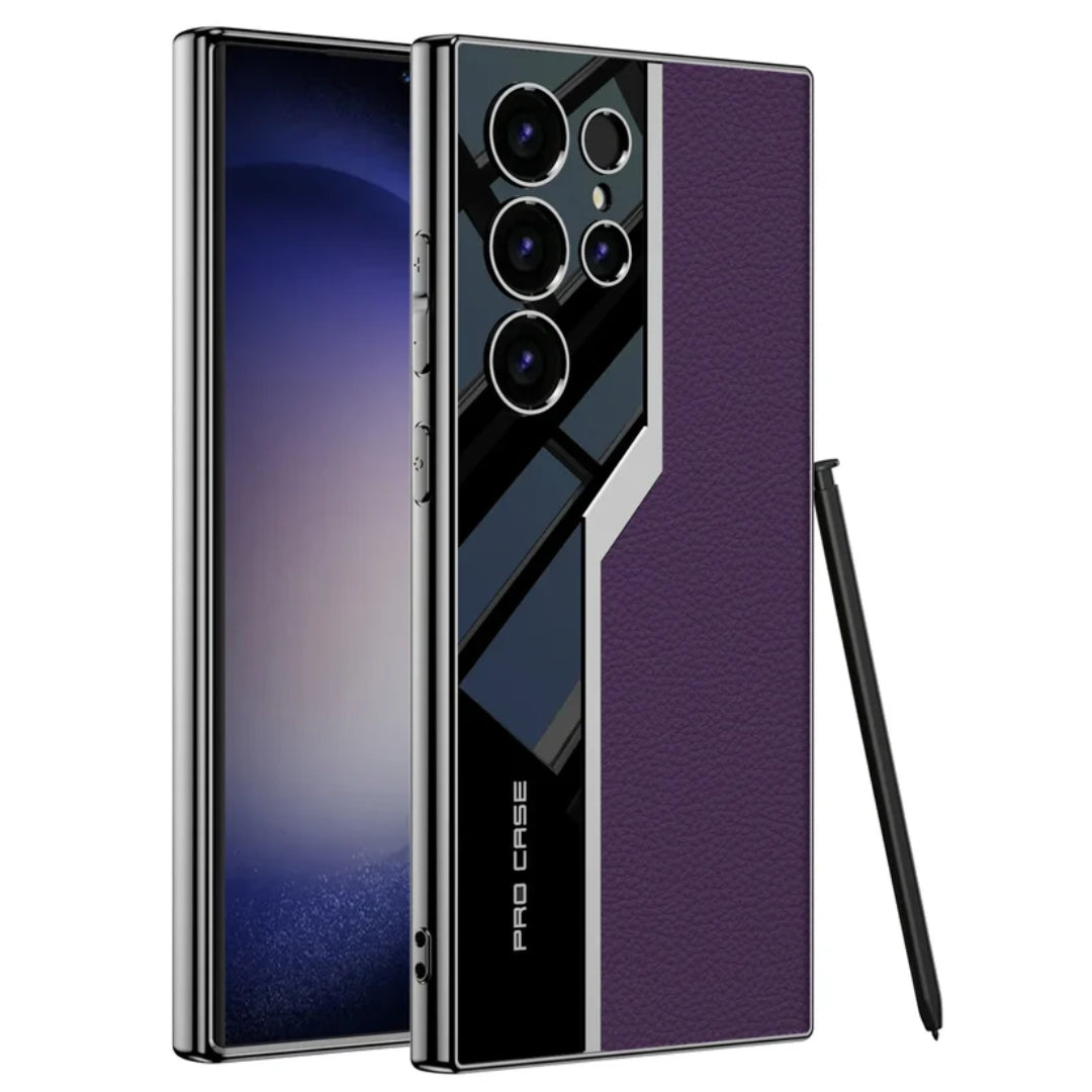 Classic Plain Leather Electroplated Case for Samsung