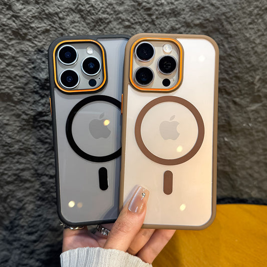 Clear Magnetic MagSafe Case with Colored Bumpers for IPhone