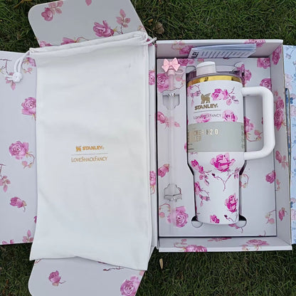 Floral Tumblers With Bow Straw Lid - The Quencher 40 OZ