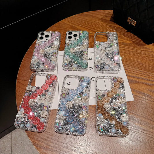 Rhinestone Phone case with Diamond Flower for iPhone