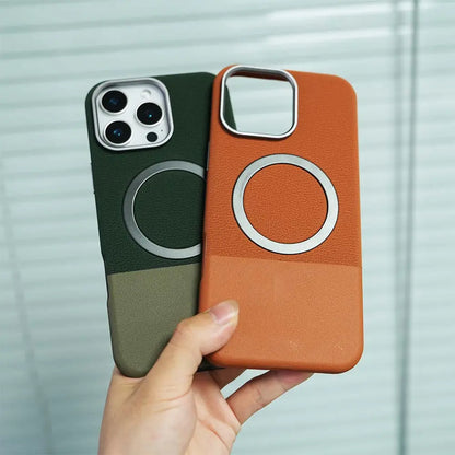 Magnetic Compatible Leather Texture Shockproof Case for IPhone