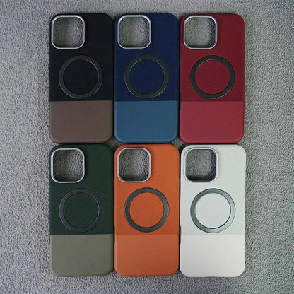 Magnetic Compatible Leather Texture Shockproof Case for IPhone