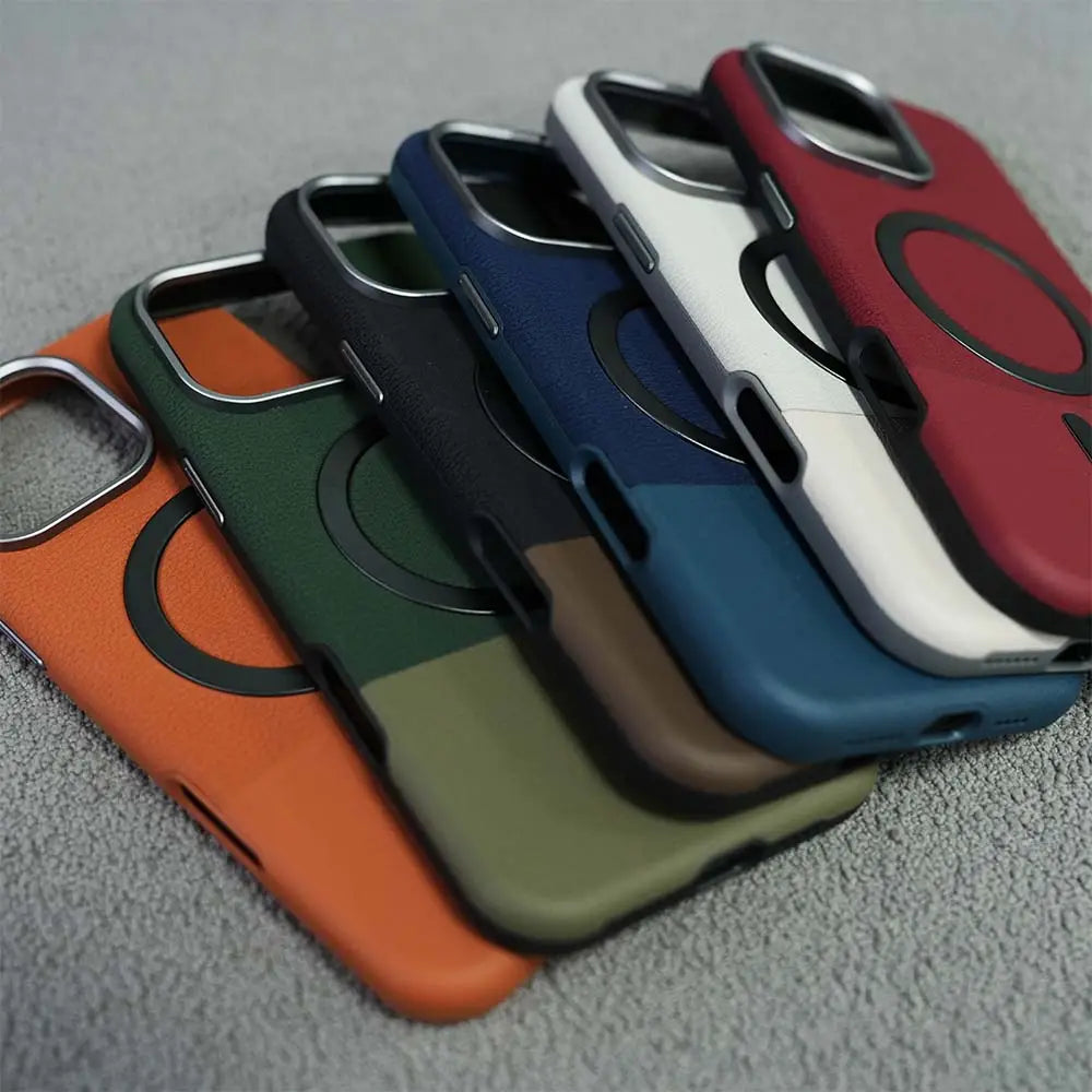 Magnetic Compatible Leather Texture Shockproof Case for IPhone