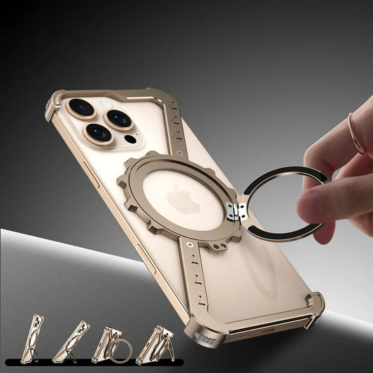 360° Magnetic Luminous Scale Rotation Stand Phone Shell Aluminum Alloy Frameless