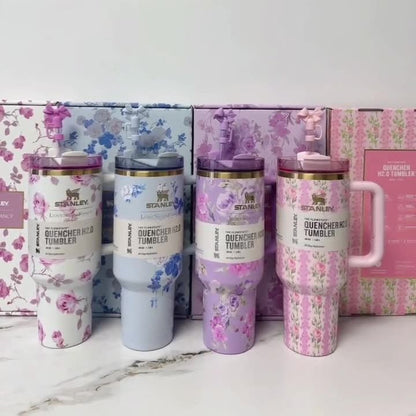 Floral Tumblers With Bow Straw Lid - The Quencher 40 OZ
