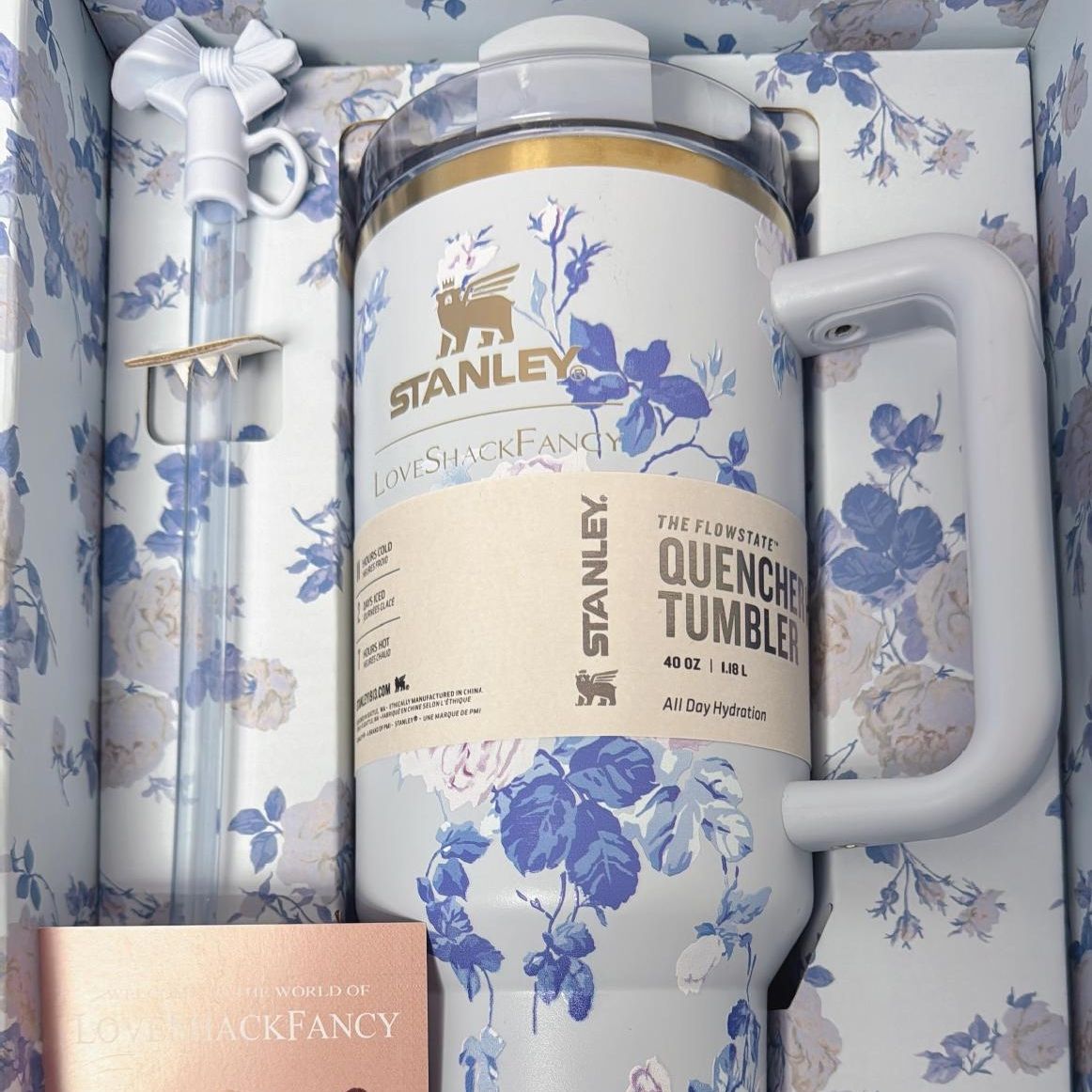 Floral Tumblers With Bow Straw Lid - The Quencher 40 OZ