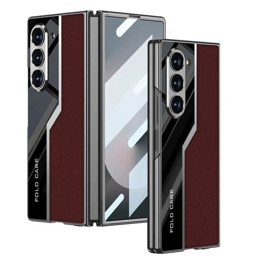 Galaxy Z Fold 6 Electroplated Soft TPU PU Leather Phone Case For Samsung in Multi Colors