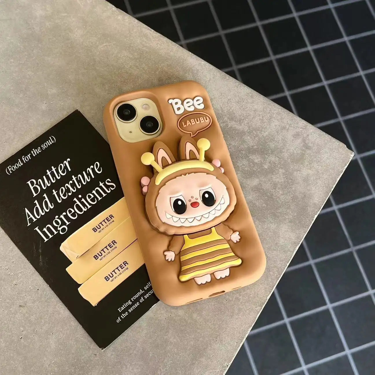 Cute Bee Cartoon Silicone Bracket Luxury Design Phone Case For iPhone