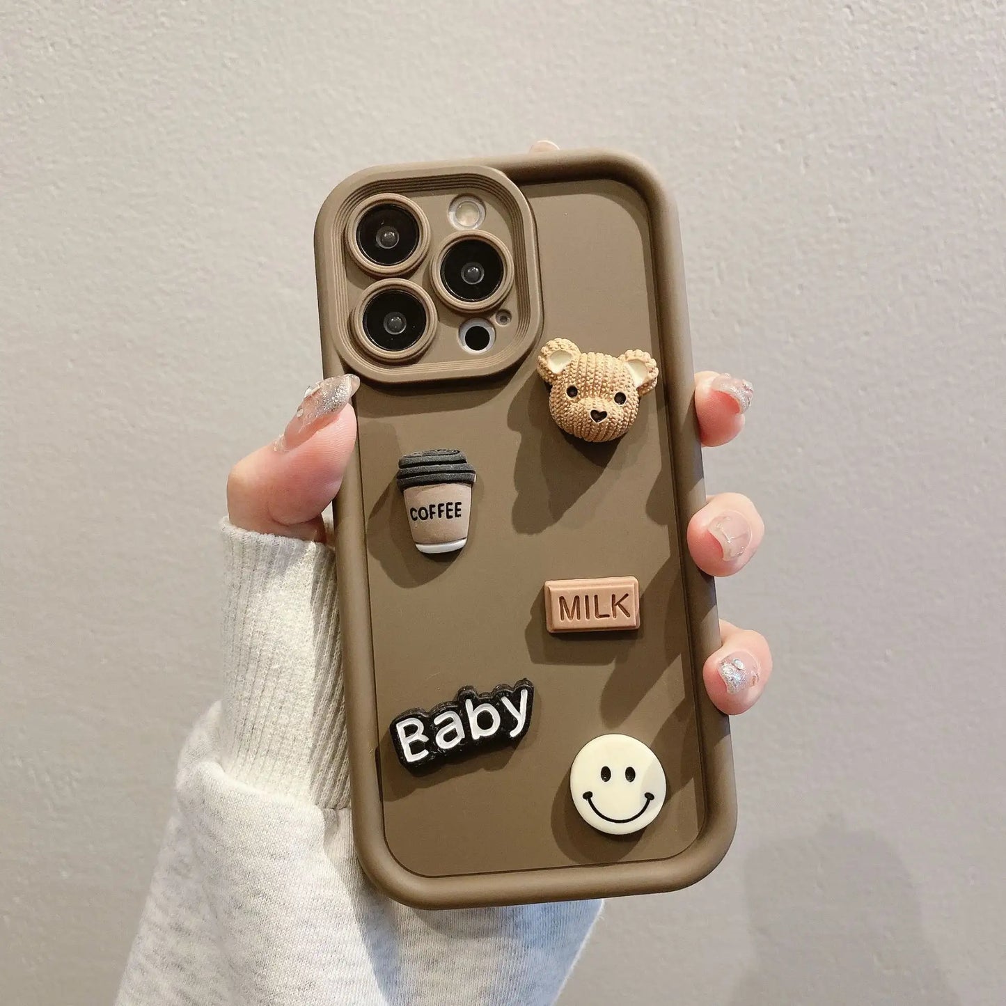 Retro 3D Stereoscopic Style Cute Bear Lens Protection TPU Phone Case Cover