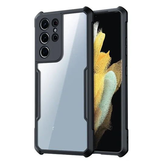 Transparent Shockproof Black Back Cover for Samsung (Mag and Non Mag)