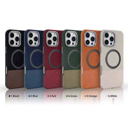 Magnetic Compatible Leather Texture Shockproof Case for IPhone