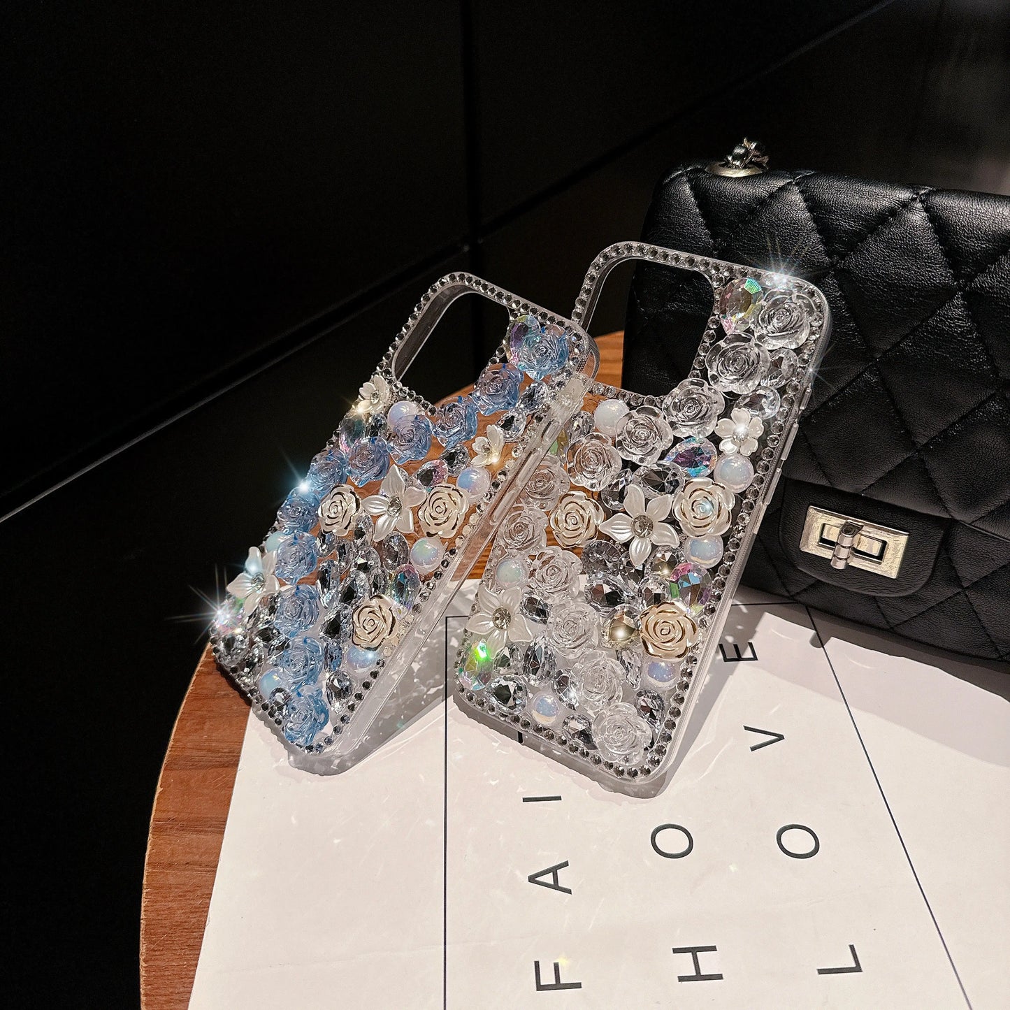 Rhinestone Phone case with Diamond Flower for iPhone