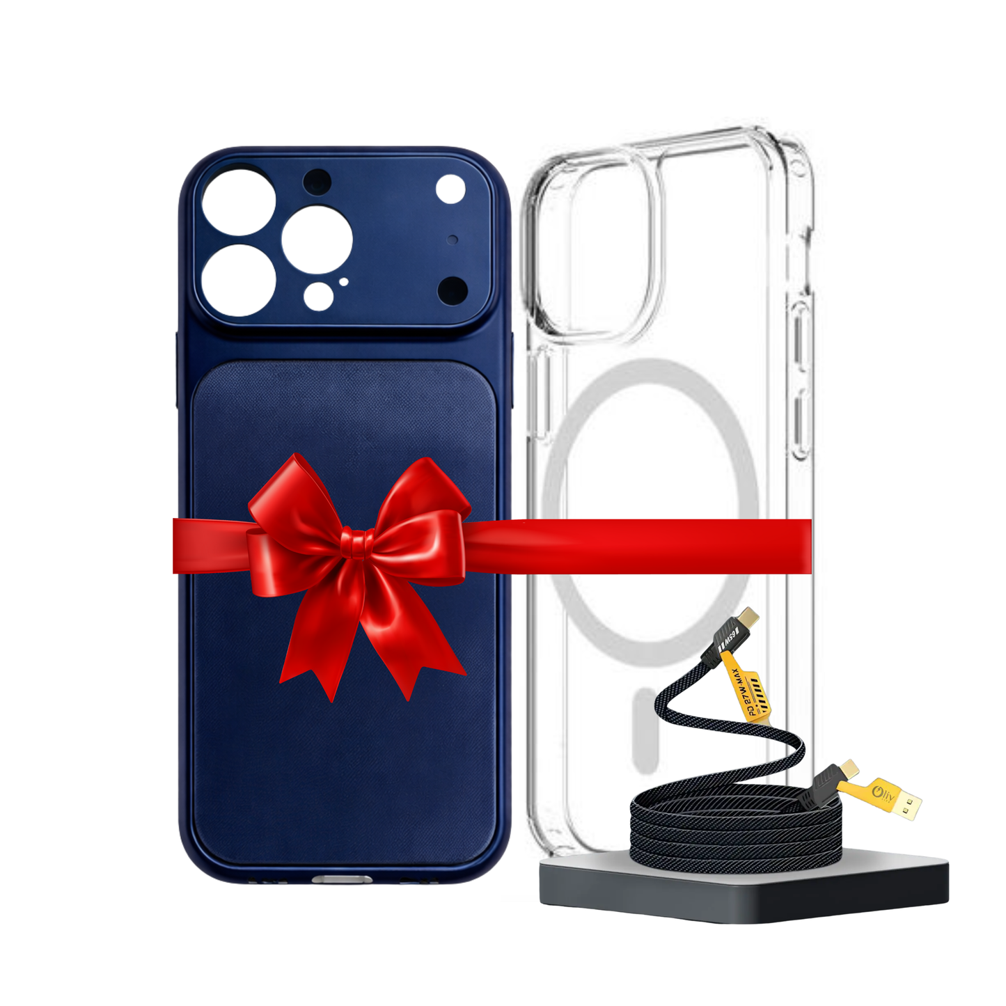 IPhone 17 Pro Max Converter Magnetic Cover with Camera Protection & Shockproof Edges (1 Magsafe Case  + 4 in 1 USB Cable Free)